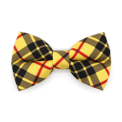 Cat Bow Tie - "Iconic" - Yellow Plaid Bow Tie for Cat / Cat + Small Dog Bowtie