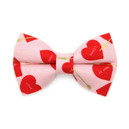 Valentine's Day Cat Bow Tie - "Lovestruck" - Pink & Red Cupid Hearts Bow Tie for Cat / Cat + Small Dog Bowtie