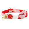 Valentine's Day Cat Collar + Flower Set - "Lovestruck" - Heart Cat Collar w/ Scarlet Red Felt Flower (Detachable) / Cat, Kitten + Small Dog Sizes