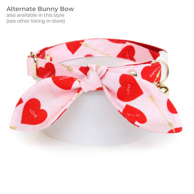 Valentine's Day Cat Bow Tie - "Lovestruck" - Pink & Red Cupid Hearts Bow Tie for Cat / Cat + Small Dog Bowtie