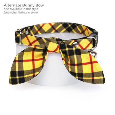 Cat Bow Tie - "Iconic" - Yellow Plaid Bow Tie for Cat / Cat + Small Dog Bowtie