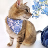 Cat Bandana - "Porcelain Paisley" - Floral Blue Bandana for Cat + Small Dog / Winter, Spring, Wedding / Slide-On Over the Collar Bandana