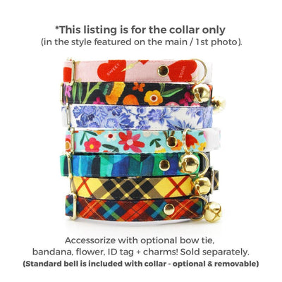 Cat Collar - "Iconic" - Yellow Plaid Cat Collar / Breakaway Buckle or Non-Breakaway / Cat, Kitten + Small Dog Sizes