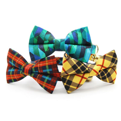 Cat Collar - "Iconic" - Yellow Plaid Cat Collar / Breakaway Buckle or Non-Breakaway / Cat, Kitten + Small Dog Sizes