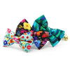 Bow Tie Cat Collar Set - "Geometric Forest" - Teal, Blue & Green Cat Collar with Bow Tie / Cat, Kitten, Small Dog Sizes