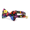 Bow Tie Cat Collar Set - "Midnight Garden" - Black Tropical Floral Cat Collar with Bow Tie / Cat, Kitten, Small Dog Sizes