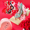 Cat Collar and Bunny Ear Bow Set - "Chalk It Up To Love" - Valentine's Day Black & Red Heart Cat Collar w/ Matching Bunny Bow Tie / Tie-On Scarf / Cat, Kitten + Small Dog Sizes