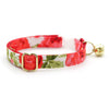 Cat Collar and Bunny Ear Bow Set - "Roses" - Red Floral Rose Cat Collar w/ Matching Bunny Bow Tie / Tie-On Scarf / Cat, Kitten + Small Dog Sizes