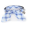 Cat Collar and Bunny Ear Bow Set - "Skye" - Blue Plaid Cat Collar w/ Matching Bunny Bow Tie / Tie-On Scarf / Cat, Kitten + Small Dog Sizes