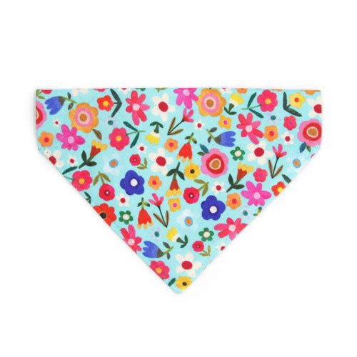 Cat Bandana - "Morning Song" - Mint Robin's Egg Blue Floral Bandana for Cat + Small Dog / Spring, Easter + Summer / Slide-On Over the Collar Bandana