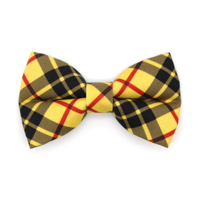 Bow Tie Cat Collar Set - "Iconic" - Yellow Tartan Plaid Cat Collar with Bow Tie / Cat, Kitten, Small Dog Sizes