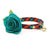 Cat Collar + Flower Set - "Bonfire Blaze" - Red, Blue & Green Plaid Cat Collar w/ Teal Felt Flower (Detachable) / Cat, Kitten + Small Dog Sizes