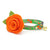 Cat Collar + Flower Set - "Avonlea" - Floral Green Cat Collar w/ Pumpkin Orange Felt Flower (Detachable) / Cat, Kitten + Small Dog Sizes