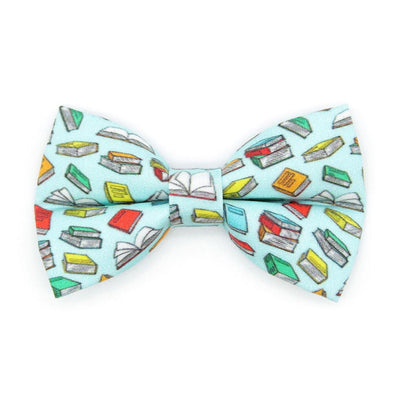 Bow Tie Cat Collar Set - "Book Lover - Blue" - Book Cat Collar with Bow Tie / Literary, School Teacher, Book Club, Reader Writer / Cat, Kitten, Small Dog Sizes