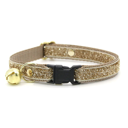 Cat Collar - "Champagne" - Light Gold Sparkle Cat Collar / Breakaway Buckle or Non-Breakaway / Cat, Kitten + Small Dog Sizes