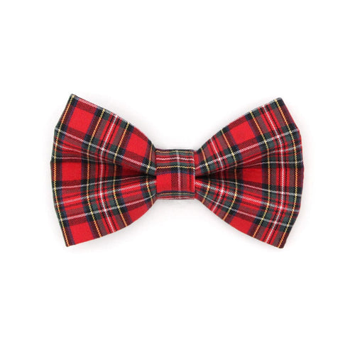 Pet Bow Tie - "Hearthside" - Classic Red Tartan Plaid - Fall / Christmas / Winter - Detachable Bowtie for Cats + Dogs