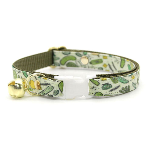 Cat Collar - "Kind of a Big Dill" - Pickle Cat Collar / Cucumber, Food / Breakaway Buckle or Non-Breakaway / Cat, Kitten + Small Dog Sizes