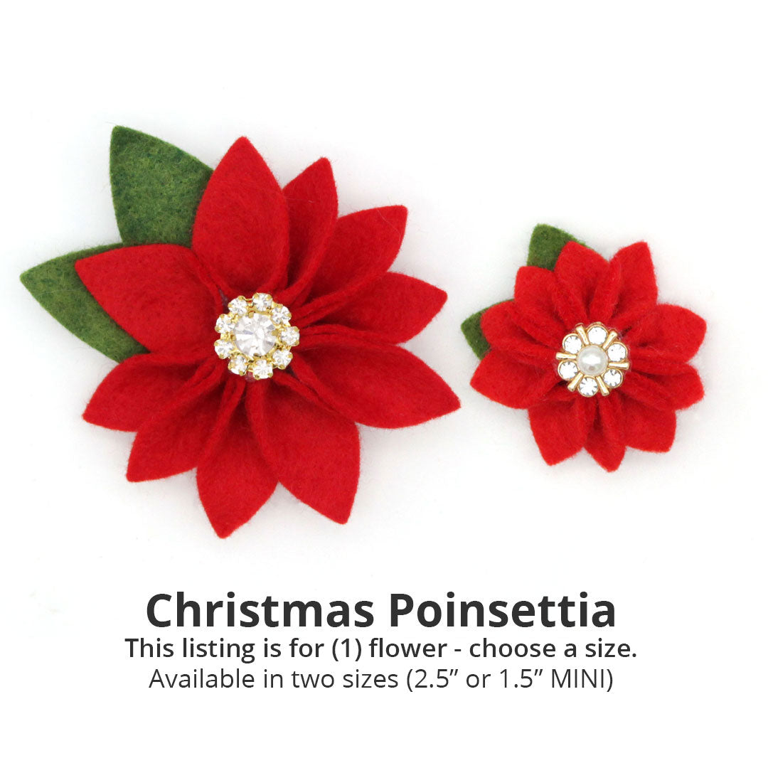 Poinsettia Christmas Flannel Fi Compatible Customizable Dog Collar –  Peached Pups