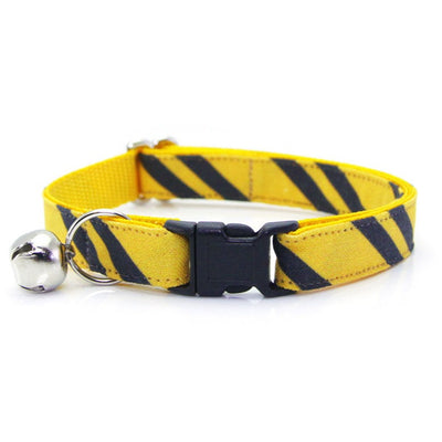 MBC Rack - (8-13 Inch) Pet Collar - "Wizarding School - Yellow (Hufflepuff)- (BLACK BREAKAWAY Clasp / SILVER Hardware Accents / Round Metal Split Ring) - Sold As Configured - Final SALE