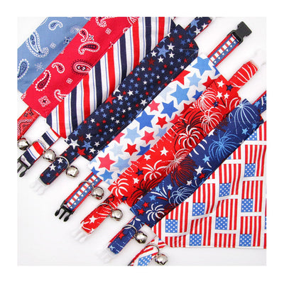 Pet Bandana - "Freedom Stars" - 4th of July Bandana for Cat + Small Dog / Independence Day / Slide-on Bandana / Over-the-Collar