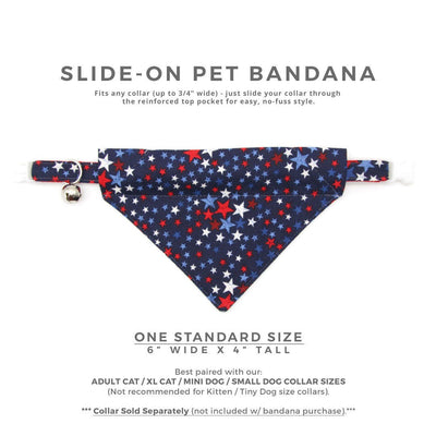 Pet Bandana - "Freedom Stars" - 4th of July Bandana for Cat + Small Dog / Independence Day / Slide-on Bandana / Over-the-Collar