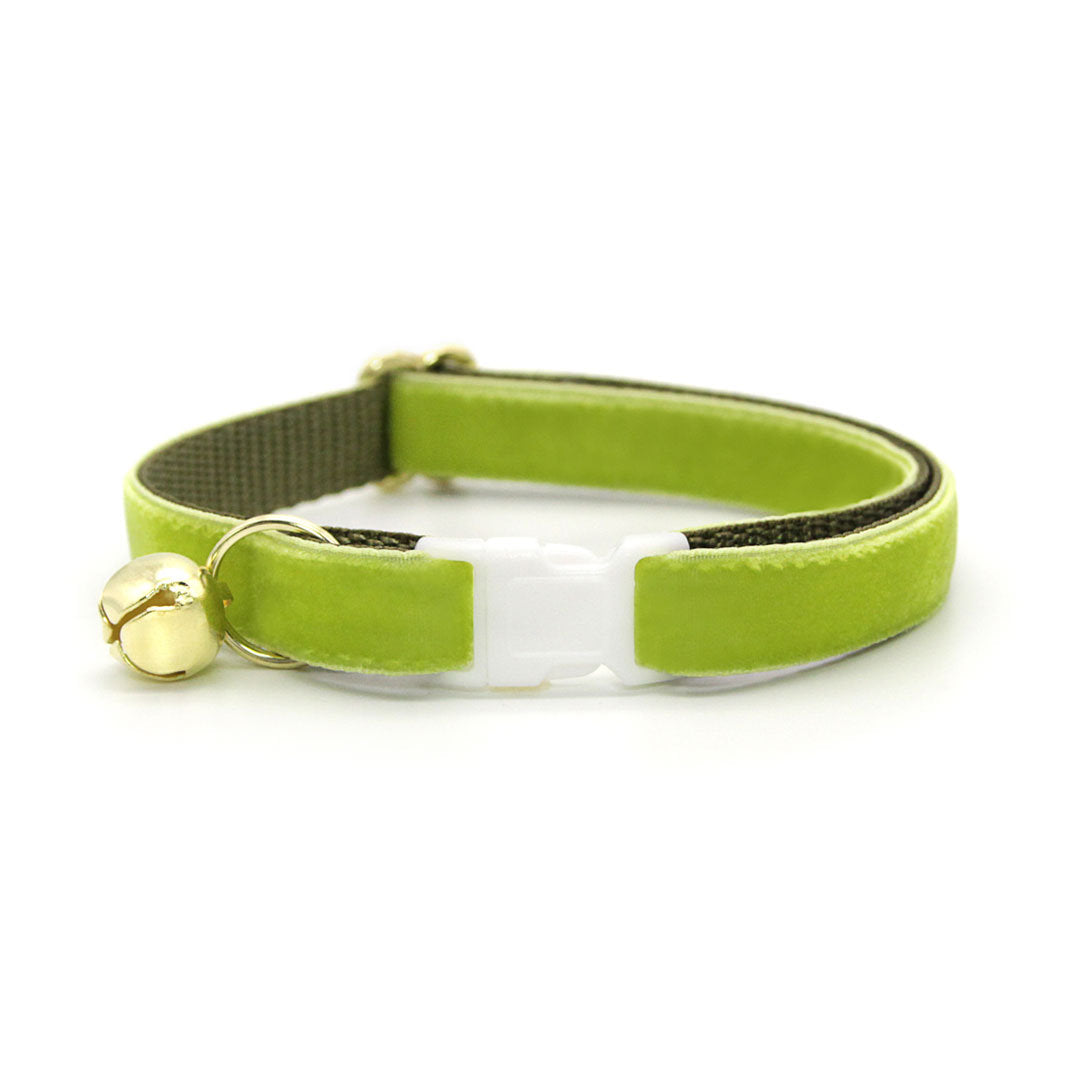 Bow Tie Cat Collar Set Velvet Apple Green Light Green Velvet C