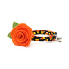 Halloween Cat Collar + Flower Set - "Trick or Treat" - Candy Corn Cat Collar w/ Orange Felt Flower (Detachable)