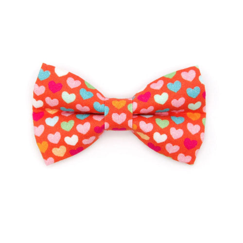 Pet Bow Tie - "Modern Love" - Candy Hearts on Red Cat Bow Tie / Valentine's Day / For Cats + Small Dogs (One Size)