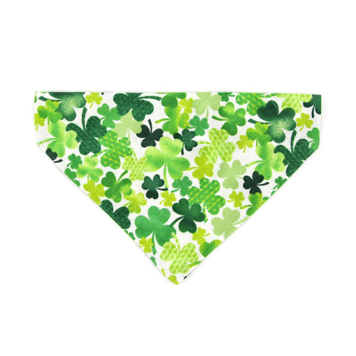 Pet Bandana - "Shamrock Spirit" - St. Patrick's Day Bandana for Cat + Small Dog / Irish, Clover / Slide-on Bandana / Over-the-Collar (One Size)