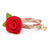 Cat Collar + Flower Set - "Aspen" - Red Plaid Cat Collar w/ Scarlet Red Felt Flower (Detachable)