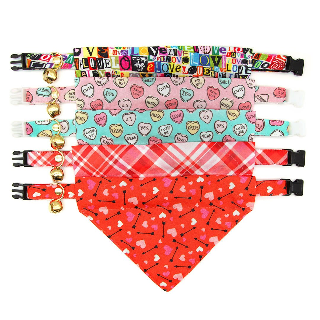 Bow Tie Cat Collar Set - Love Letters - Arty 90's Typography Cat Col -  Made By Cleo