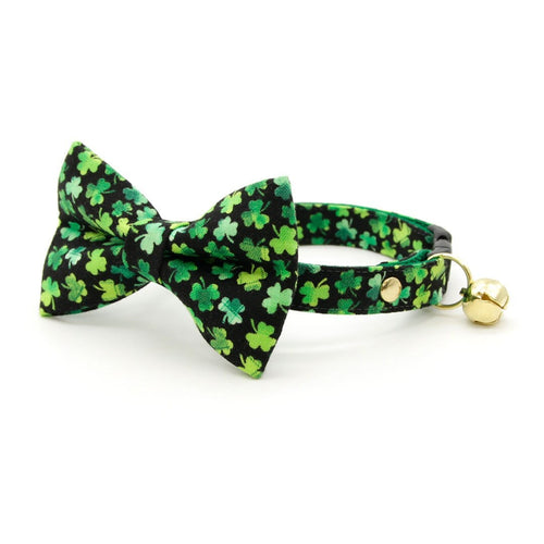 Bow Tie Cat Collar Set - "Lucky Charmer" - St. Patrick's Day Cat Collar w/ Matching Bowtie / Irish / Cat, Kitten, Small Dog Sizes