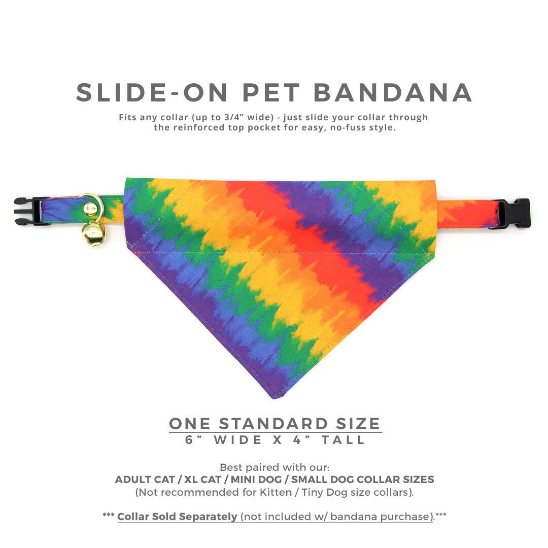 Pet Bandana - Celebration - Ombre Rainbow Bandana for Cat + Small Do