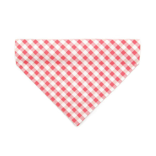 Pet Bandana - "Coquette" - Gingham Pink Bandana for Cat + Small Dog / Spring, Easter, Summer / Slide-on Bandana / Over-the-Collar (One Size)