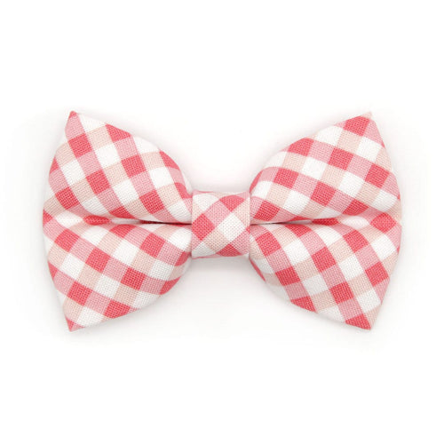 Pet Bow Tie - "Coquette" - Gingham Pink Bow Tie / Spring, Easter, Wedding / For Cats + Small Dogs (One Size)